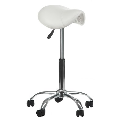 Eco-leather cosmetic stool with casters